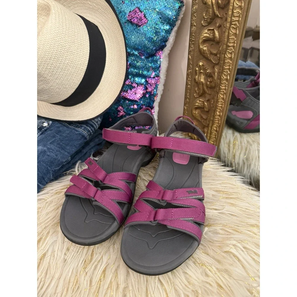 Teva Women's Tirra Sport Sandals Gray Pink Water Ready Hook Loop 8 outdoor